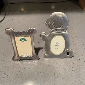 2 dog themed pewter frames